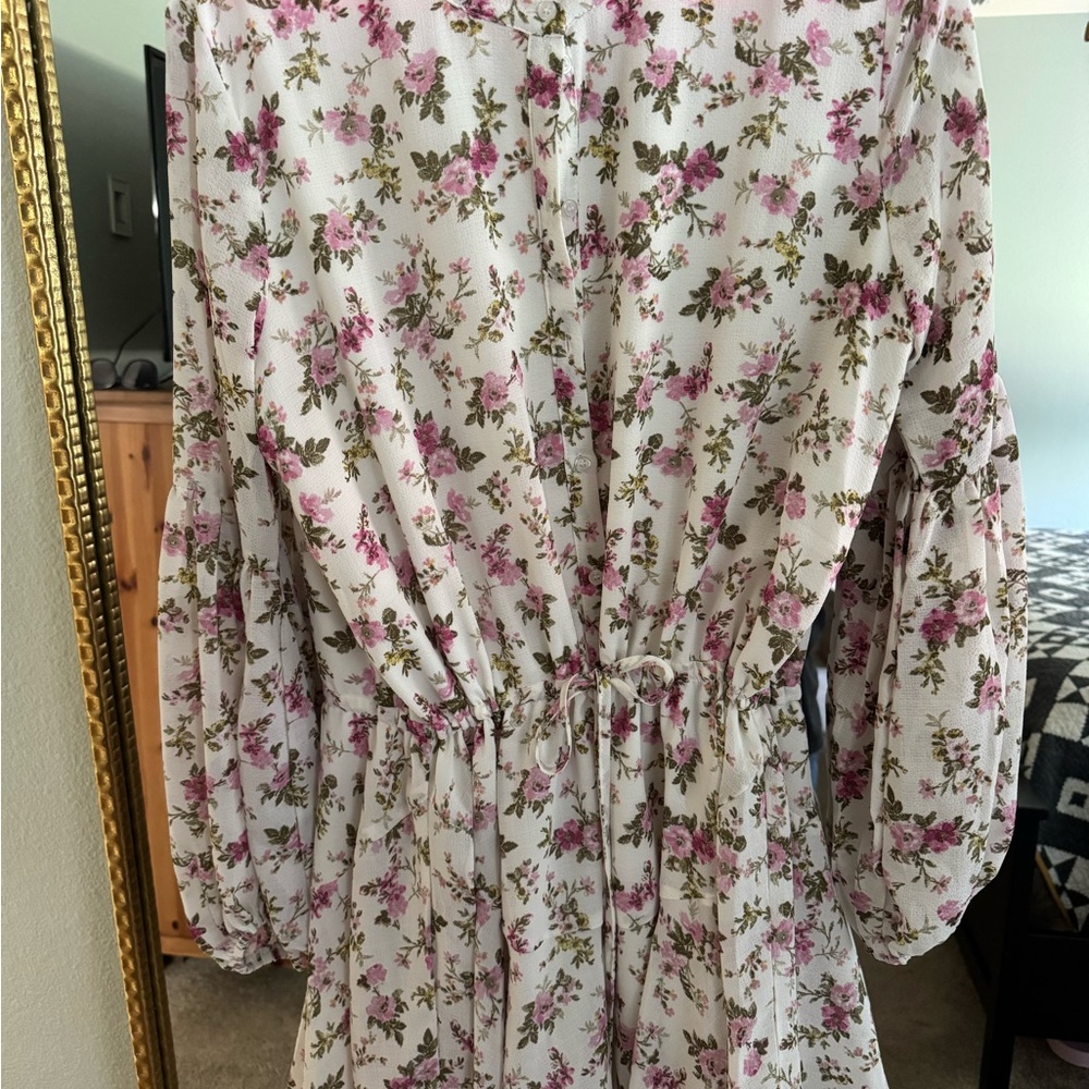 Vici Pink Floral Button-Up Dress